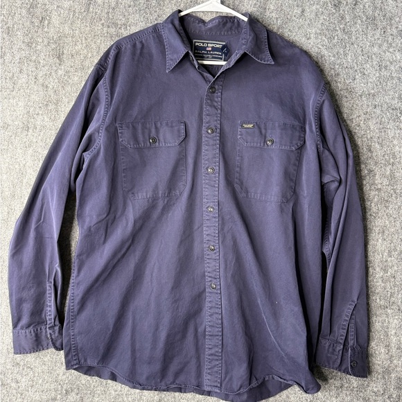 Polo Sport Ralph Lauren Navy Blue Shirt Size L Long Sleeve Utility Pockets - Picture 1 of 3